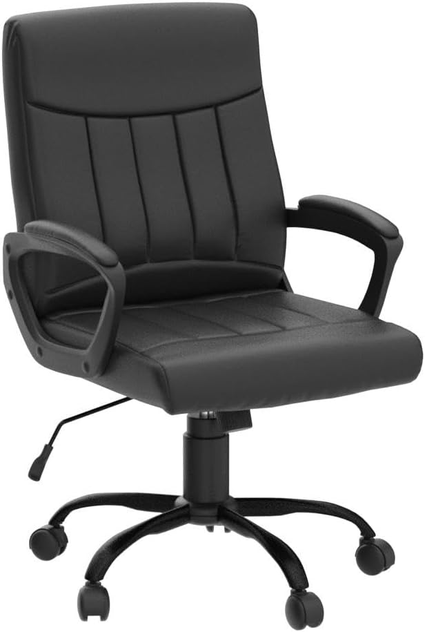 CLATINA Mid Back Leather Office Executive Chair with Lumbar Support and Padded Armrestes Swivel Adjustable Ergonomic Design for Home Computer Desk 2 Pack-DeskLoop Office