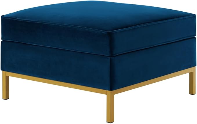 24KF Large Square Couch Ottoman, Velvet Ottoman with Padded Cushion, Large Foot Rest for Living Room - Navy-DeskLoop Office