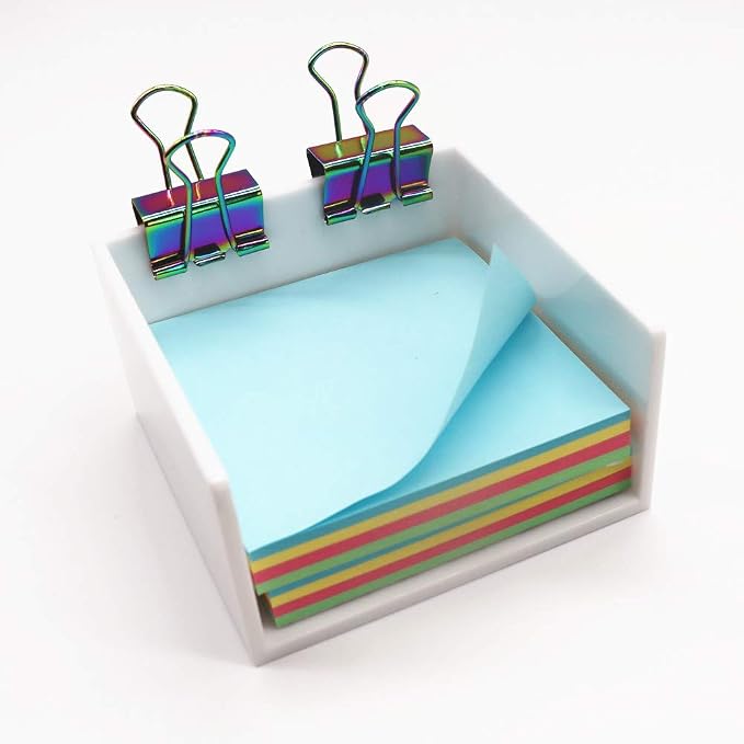 White Memo Holder 3 x 3 PS Notepad Organizer Sticky Notes Cube Holder - Image 6