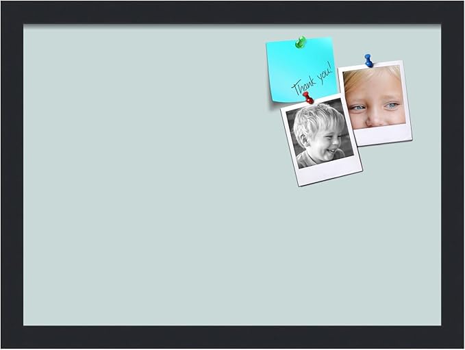 PinPix 18x13 Inch Cork Bulletin Board. This Decorative Framed Pin Board Comes with Soft Blue Design and a Satin Black Frame. Ideal for Home Office Decor or Message Board (PinPix-1814)-DeskLoop Office