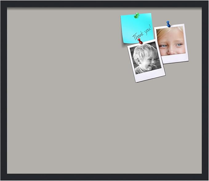 PinPix 28x24 Inch Cork Bulletin Board. This Decorative Framed Pin Board Comes with Dark Stone Design and a Satin Black Frame. Ideal for Home Office Decor or Message Board (PinPix-1808)-DeskLoop Office