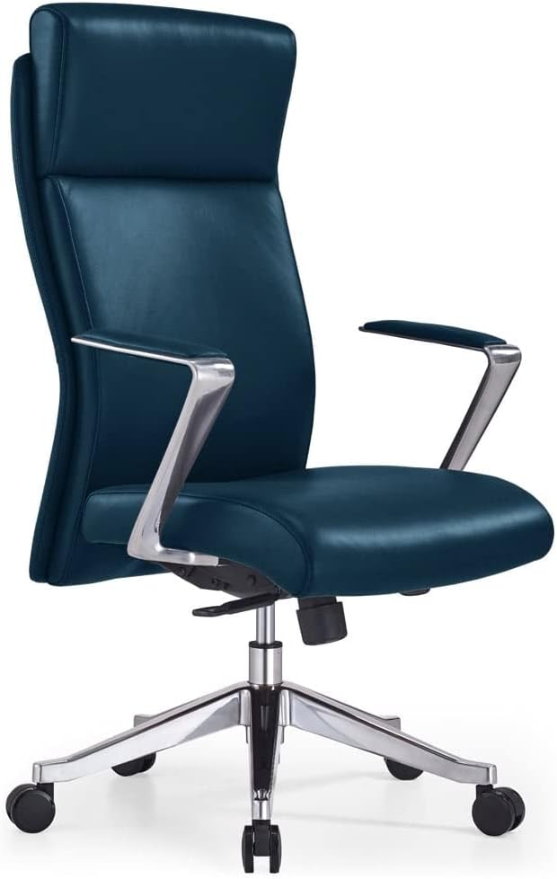 ZURI Draper Leather Executive Chair with Aluminum Frame Dark Teal-DeskLoop Office