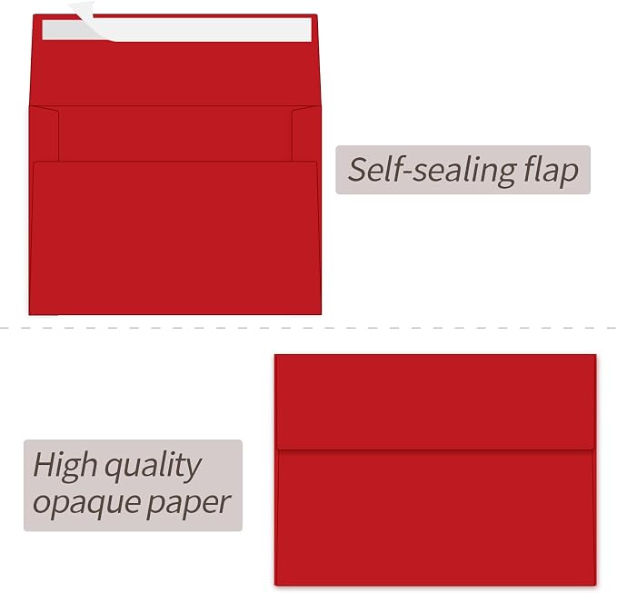 100 Packs Red 4x6 Envelopes for Invitation Card, A6 Small Envelopes Self Seal - Image 3