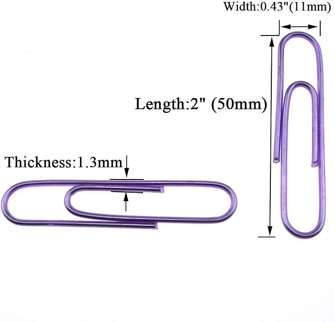 HAHIYO Paper Clips Large 2 inches Length Purple Paperclips Vinyl Coated Prevent - Image 2
