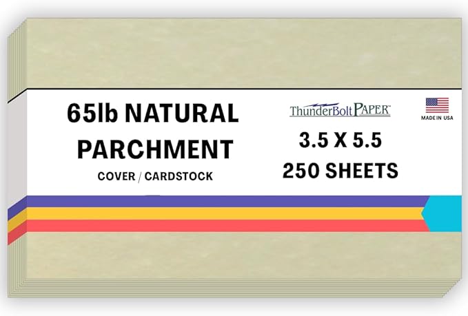 250 Natural Parchment 65lb Cover Paper Sheets 3.5 X 5.5 Inches Cardstock Weight Colored Sheets 3.5" X 5.5" USPS Standard Postcard Card Size-DeskLoop Office