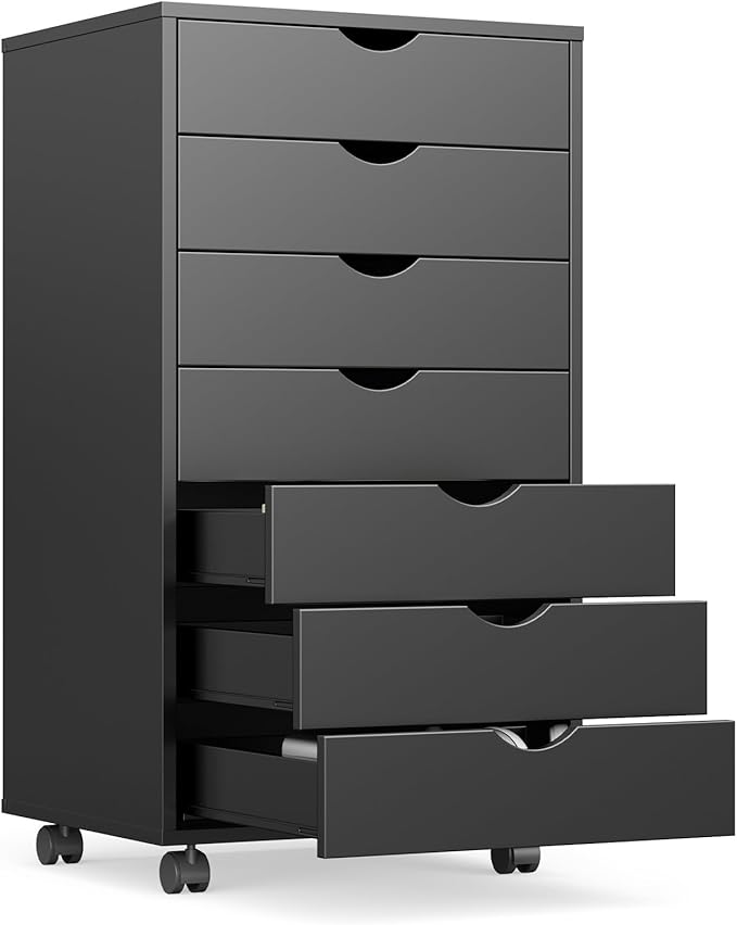 OLIXIS 7 Drawer File Cabinet on Wheels, Printer Stand | Fits Under Desks by OLIXIS