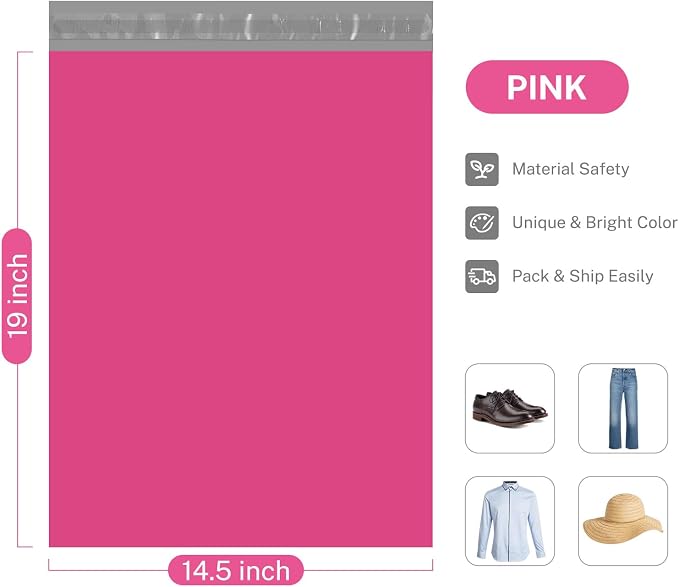 Metronic Pink Poly Mailers 14.5x19 Large Poly Mailers 100 Pack Self-Seal - Image 4