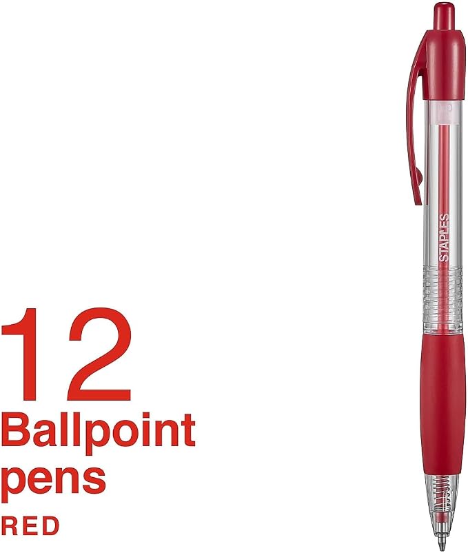 STAPLES Retractable Ballpoint Pens, Medium Point 1.0mm, 12 Pack – - Image 2