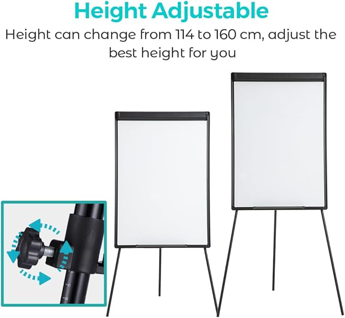 40" x 28" Height Adjustable Magnetic Dry Erase Easel Board with Tripod Stand – Includes 25 Sheets Flipchart Pad, Magnets & Eraser – Office Presentation Board, Black Frame-DeskLoop Office