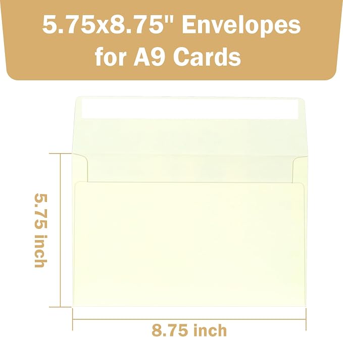 A9 Envelopes Ivory 5.75x8.75 Invitation Envelopes Self Seal Pack of 50 Blank - Image 2