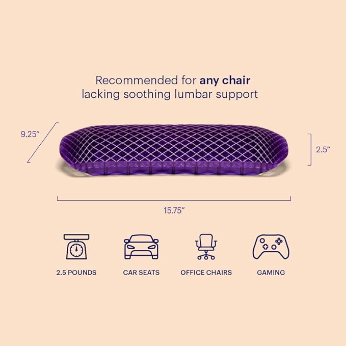 Purple Back Cushion, Lumbar Support Pillow - Image 2