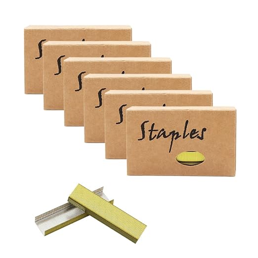 Yellow Gold 26/6 Standard Staple Set 12mm Width 1000/Box 6 Boxes/Pack 6000 by MEIYITIAN