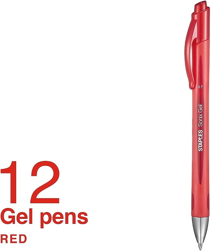 STAPLES Retractable Gel Pens, Medium Point 0.7mm, 12 Pack – Sonix - Image 2