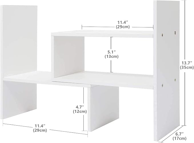 Sorfity Expandable Wood Desktop Bookshelf Desktop Organizer Office Storage Rack - Image 3
