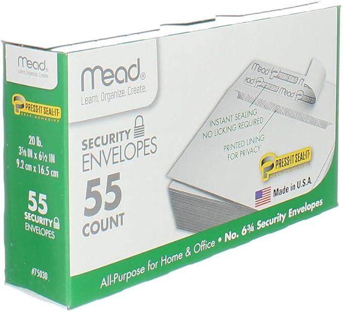 Mead Press-It Seal-It #6 3/4 Security Envelopes - Image 5