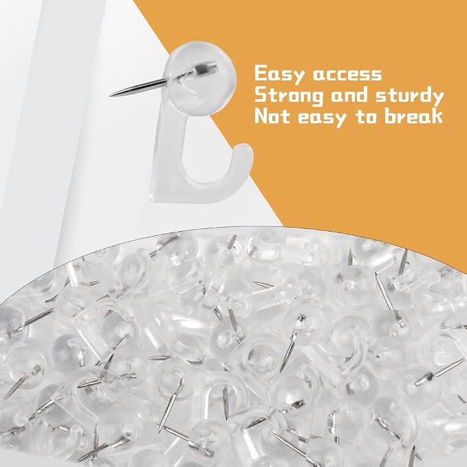 60 Pieces Clear Plastic Thumb Tack Hook, Plastic Heads Pin Tacks Wall Thumb - Image 3