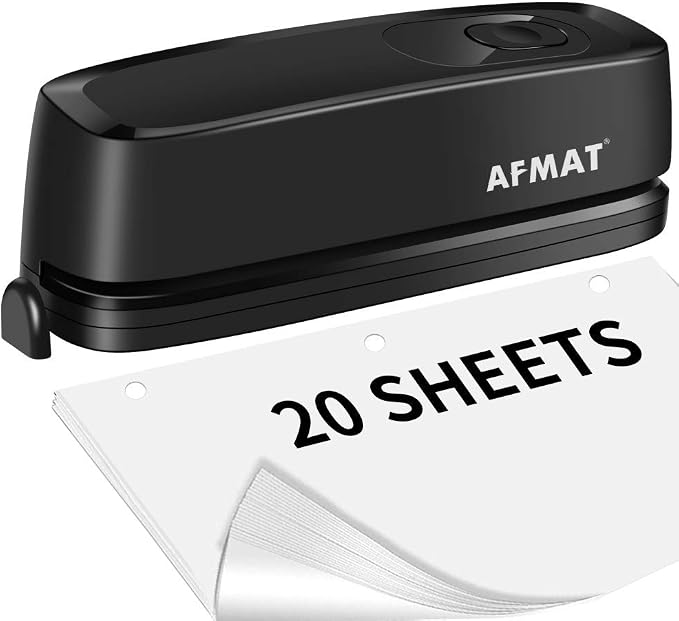 AFMAT Electric 3 Hole Punch, 20-Sheet 3 Hole Puncher by AFMAT