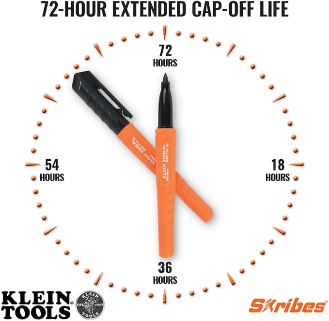 KLEIN TOOLS 861914 Skribes Fine Tip Permanent Markers, Hard Hat Clip, Dry and - Image 4