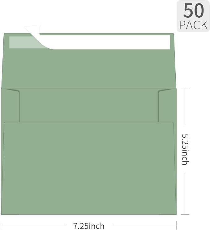 5x7 Envelopes For Invitation A7 Envelope green, 50 pack 5x7 card Envelopes Self - Image 2
