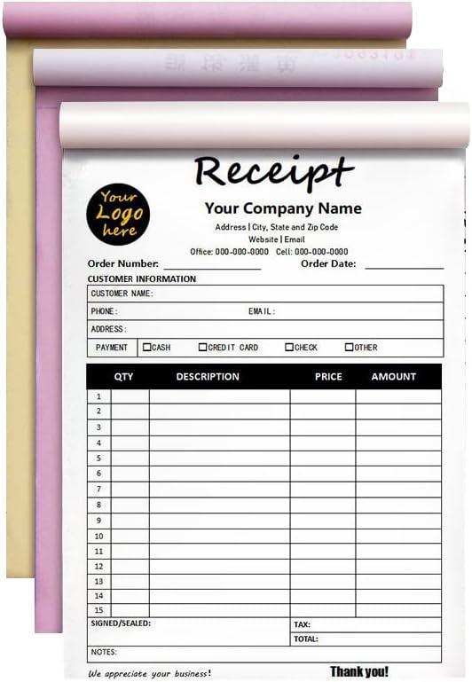 Personalized Invoice Book Custom 2 Part/3 Part Receipt Book Quote Estimate by BFHEFGSUU