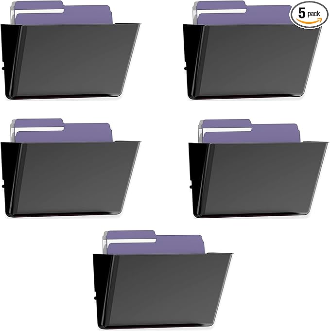 MINDEPOT 5 Pockets Acrylic Wall File Organizer, Plastic Hanging Wall File Holder by MINDEPOT