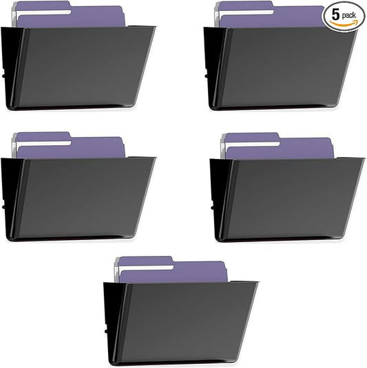 MINDEPOT 5 Pockets Acrylic Wall File Organizer, Plastic Hanging Wall File Holder by MINDEPOT