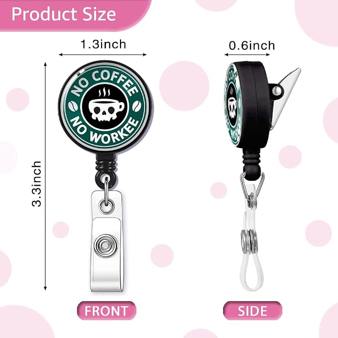 No Coffee No Workee Badge Reel Retractable - Image 2