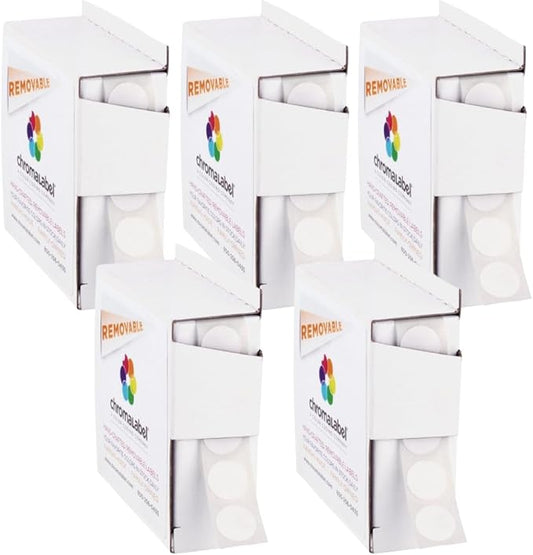 ChromaLabel 1/2 Inch White Circle Sticker Labels, Small Round Easy Peel Price by ChromaLabel