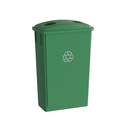 23 Gallon Green Recycle Slim Jim Trash Can with Bottle Slot Lid-DeskLoop Office