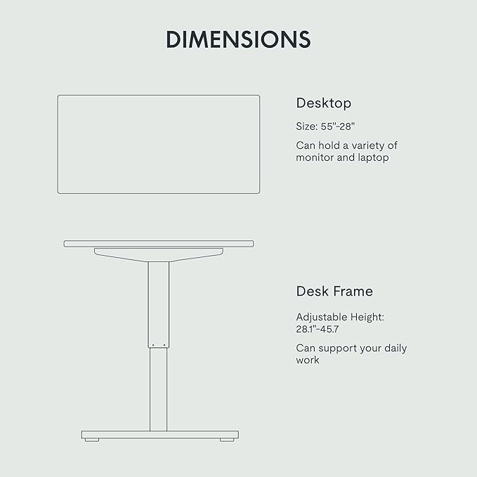 FLEXISPOT EN1 Whole-Piece Standing Desk 55x28 Electric Height Adjustable Desk for Home Office and Computer Workstation (Black Frame + 55" Maple Top, 2 Packages)-DeskLoop Office