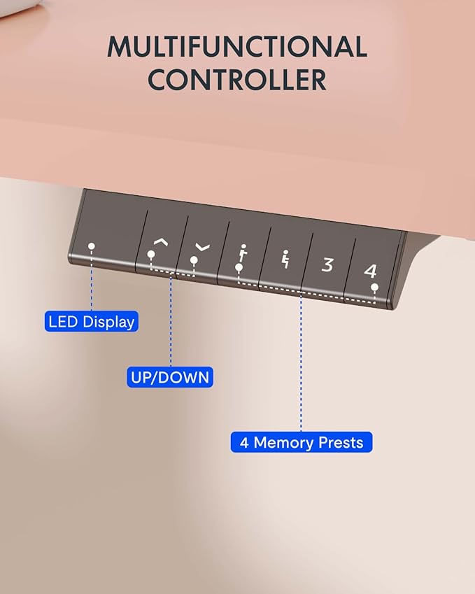 FLEXISPOT EN1 One-Piece Standing Desk, 48 x 24 Inches Electric Height Adjustable Desk for Home Office (White Frame + Pink Desktop)-DeskLoop Office