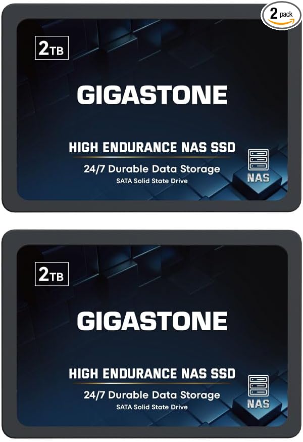Gigastone 2TB NAS SSD Drive (2-Pack) 24/7 Durable TLC High Endurance RAID Data Storage Network Attached Storage 2.5" SATA Internal Solid State Hard Drives-DeskLoop Office