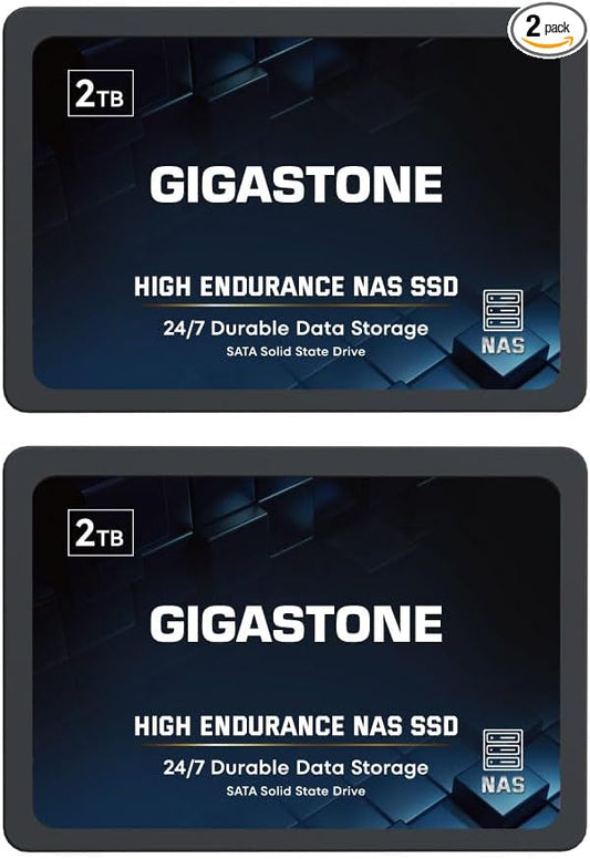 Gigastone 2TB NAS SSD Drive (2-Pack) 24/7 Durable TLC High Endurance RAID Data Storage Network Attached Storage 2.5" SATA Internal Solid State Hard Drives-DeskLoop Office