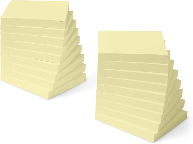 Amazon Basics Square Sticky Notes, Self-Stick Pads, Pack of 18, 3 x 3 inches, Yellow-DeskLoop Office