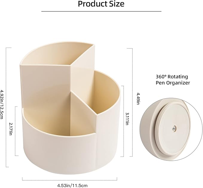 Desk Pencil Pen Holder, 3 Slots 360-Degree Spinning Organizers, Desktop Storage - Image 7