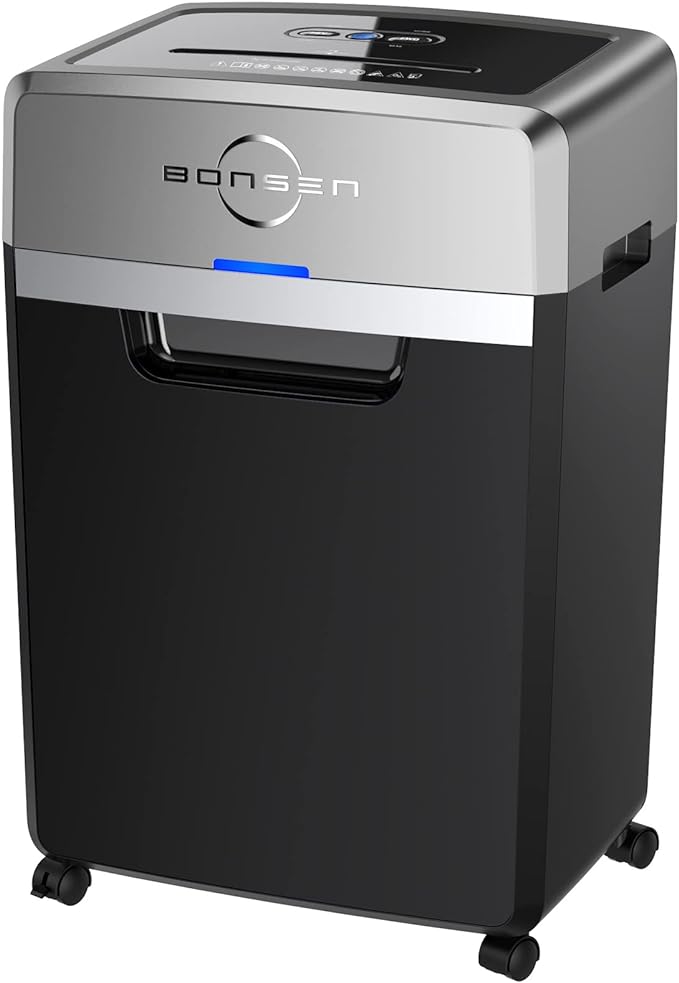 BONSEN Heavy Duty Paper Shredder, 24-Sheet Cross-Cut Shredder, 40-Min Continuous Running Time, Commercial Grade Shredder for Office, 9-Gallon Big Basket, 55dB Super Quiet, P-4 High Security (S3105)-DeskLoop Office