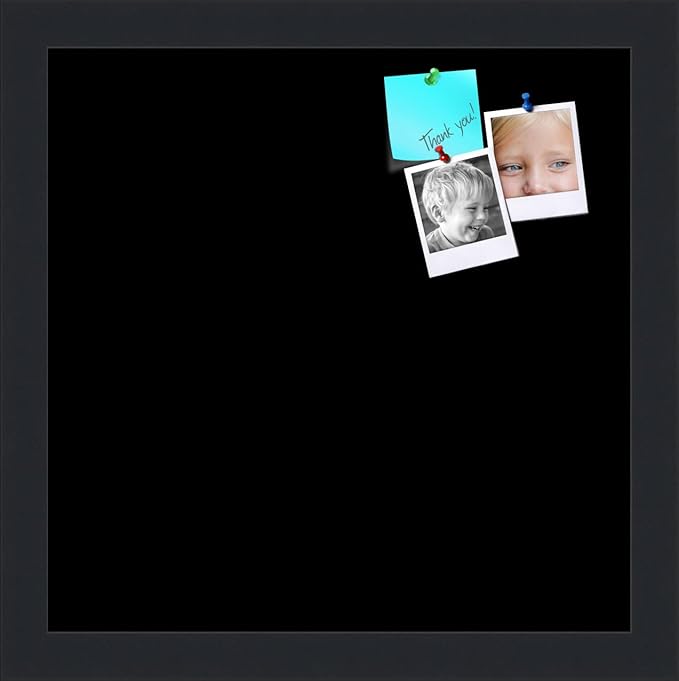 PinPix 12x12 Inch Cork Bulletin Board. This Decorative Framed Pin Board Comes with Solid Black Design and a Satin Black Frame. Ideal for Home Office Decor or Message Board (PinPix-622)-DeskLoop Office