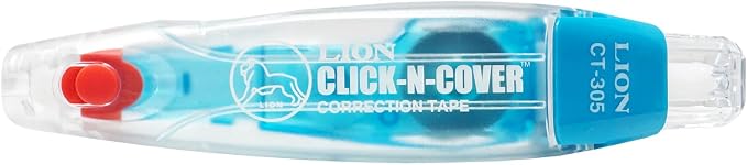 LION CLICK-N-COVER Refillable Correction Tape, Retractable Tip, 1/5" wide and - Image 7
