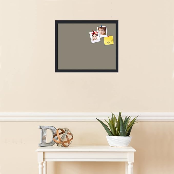PinPix 20x16 Inch Cork Bulletin Board. This Decorative Framed Pin Board Comes with Pewter Design and a Satin Black Frame. Ideal for Home Office Decor or Message Board (PinPix-1812)-DeskLoop Office