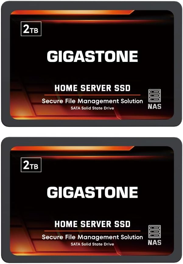 Gigastone Home Server SSD 2TB NAS SSD Drive Cache (2-Pack) 24/7 Durable TLC High Endurance Personal Cloud Data Sync Network Attached Storage RAID 3D NAND 2.5" SATA Internal Solid State Hard Drives-DeskLoop Office
