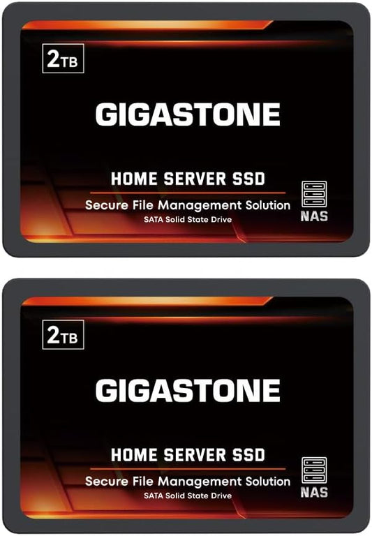 Gigastone Home Server SSD 2TB NAS SSD Drive Cache (2-Pack) 24/7 Durable TLC High Endurance Personal Cloud Data Sync Network Attached Storage RAID 3D NAND 2.5" SATA Internal Solid State Hard Drives-DeskLoop Office
