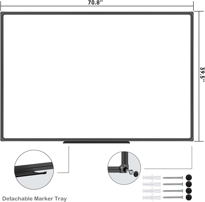 JILoffice Large Magnetic White Board, Dry Erase Board 72 x 40 Inch, Wall - Image 2