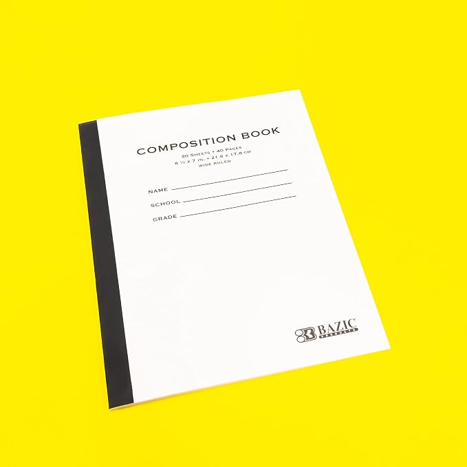BAZIC PRODUCTS Manila Cover Composition Notebook, Wide-Ruled, 20 Ct | 20 - Image 4