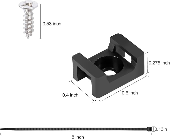 XHF 100 Pcs Cable Zip Tie Saddle Type Mounts Base - Image 2