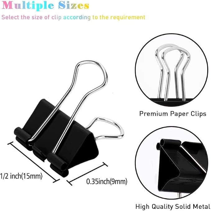 Mini Binder Clips, 432 Pack, 5/8 Inch, Standard 15mm, Metal Fold Clamp - Image 2