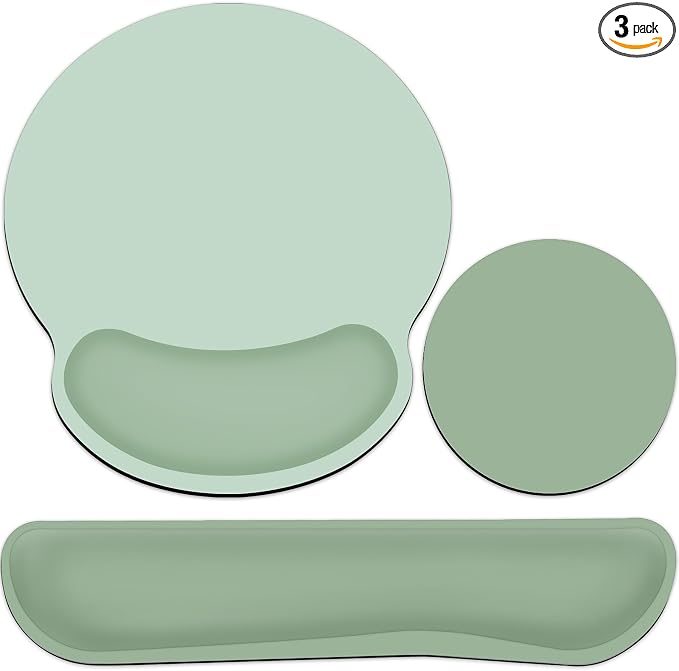 Mouse Pad with Wrist Rest Set, 3-in-1 Wrist Support Mousepad Set, Gaming Mat by QOMOLAMA