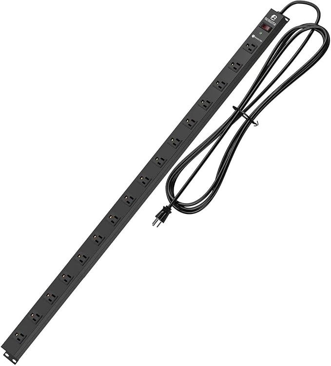 16 Outlet Surge Protector Metal Power Strip, 1800J Mountable Power Outlet, Heavy Duty Workshop Metal Power Strip for Commercial, Industrial, School and Home,15A 125V 1875W (6FT)-DeskLoop Office
