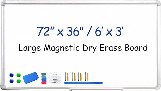 DEVELOP Large Magnetic Dry Erase Board 36 x 72 Inch, Magnetic Whiteboard by DEVELOP