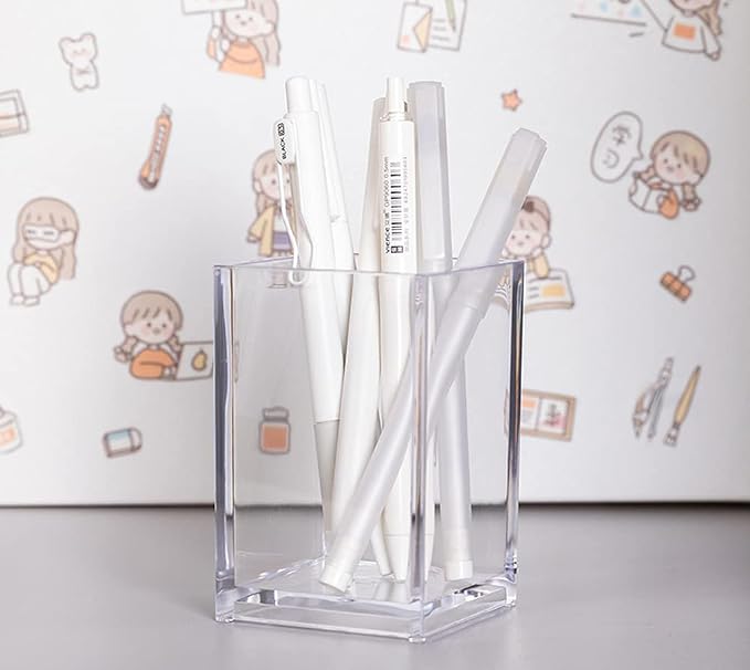 HSYMQ 2 Pack Clear Acrylic Pencil Pen Holder Cup, Makeup Brush Holder Acrylic - Image 9