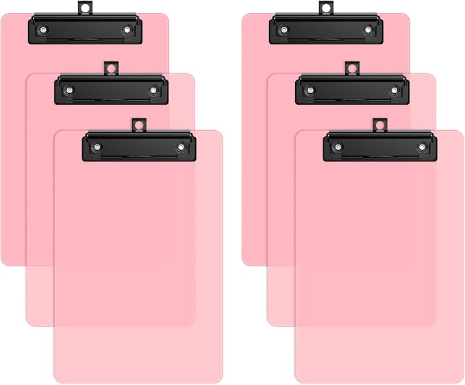 6 Pack Colorful Small Clipboard, A5 Mini Clip Board | Black Clip, 9 x 6" by ORGANIZEEASYWORKSTEADY